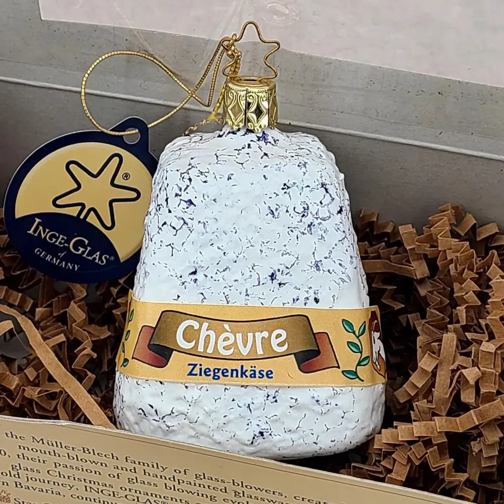 Inge Glas French Chevre Goat Cheese German Glass Christmas Ornament New in Box
